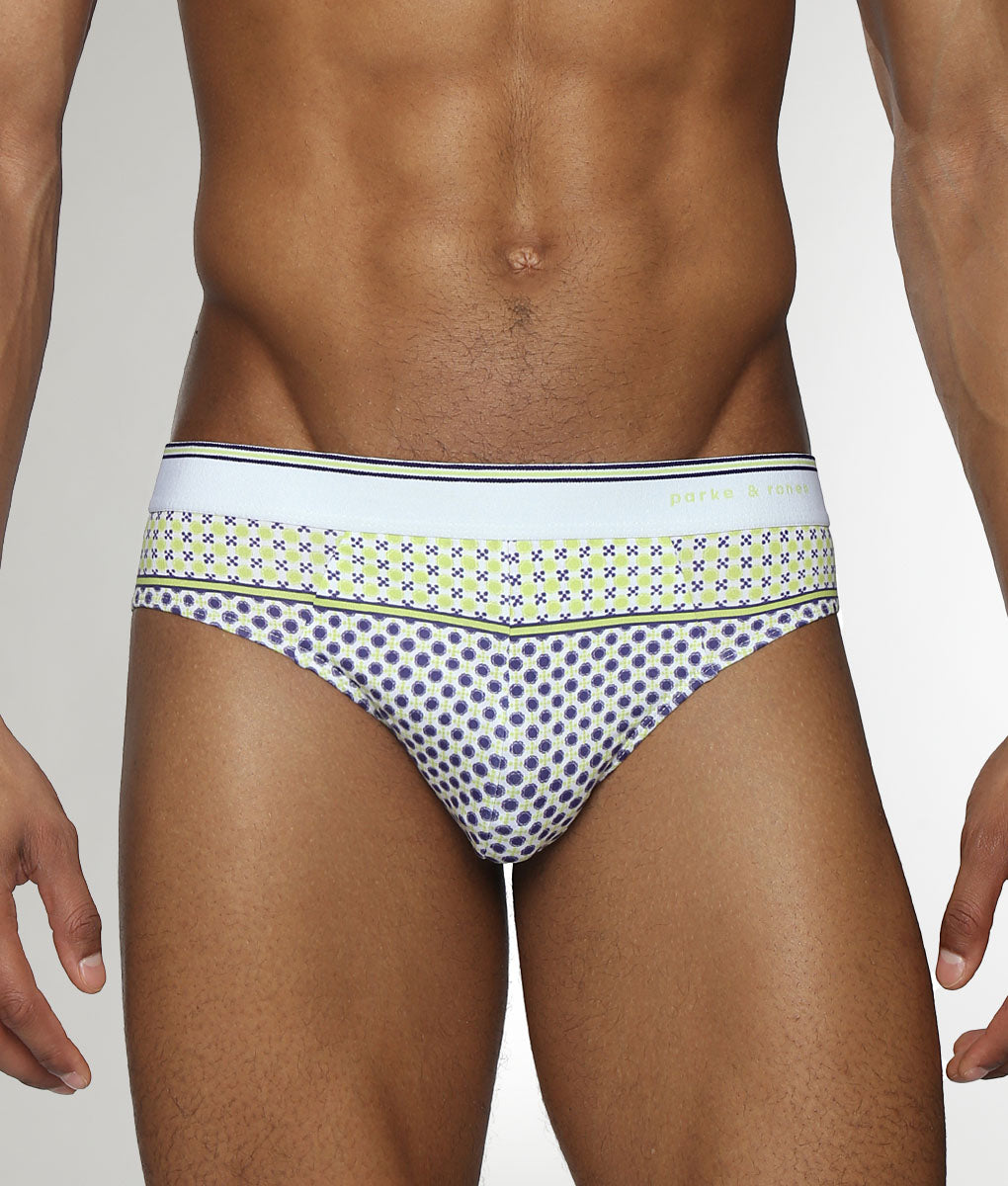 Parke & Ronen Lattice Printed Low-Rise Brief Zest