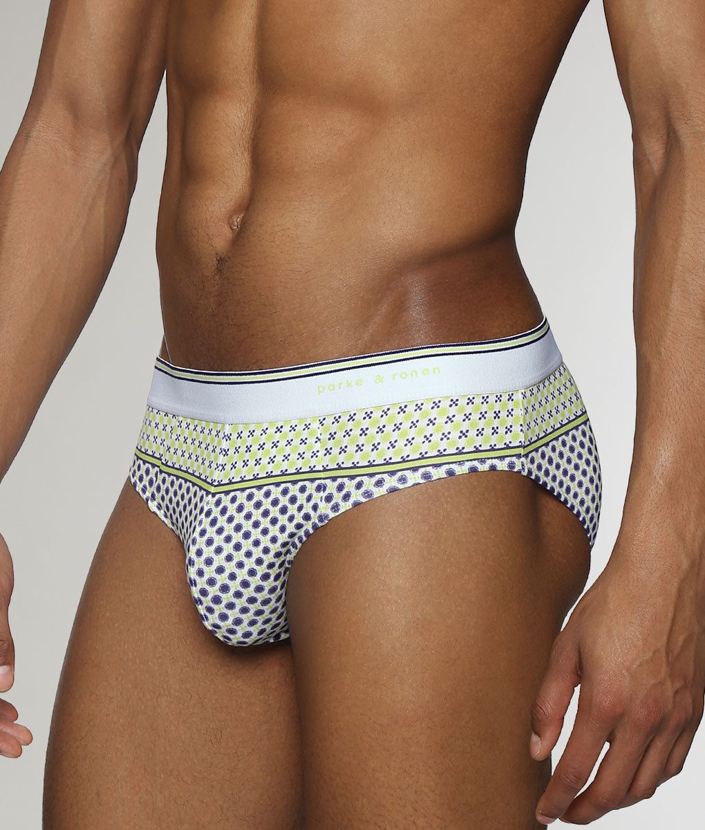 Parke & Ronen Lattice Printed Low-Rise Brief Zest