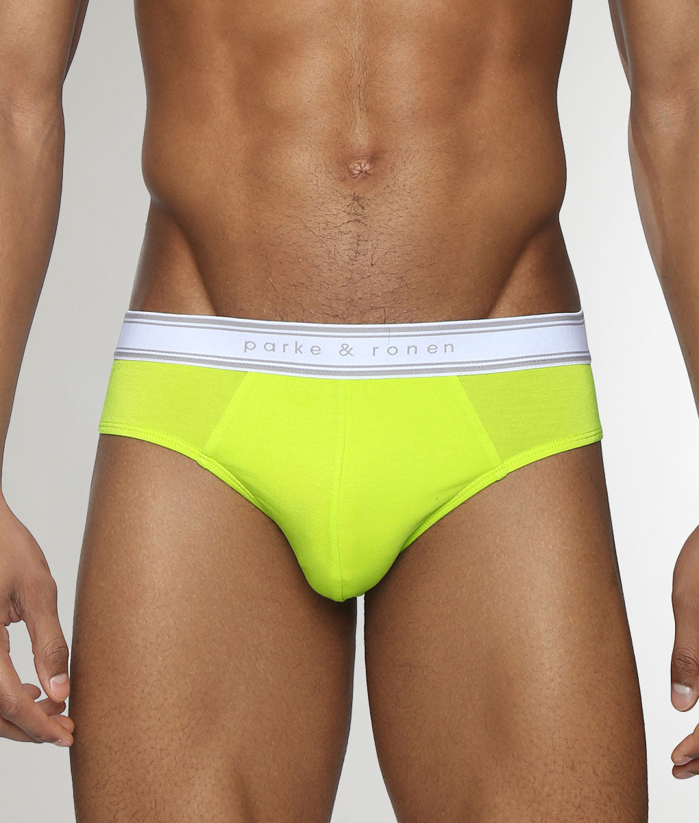 Parke & Ronen Retro Solid Low-Rise Brief Lime-pop