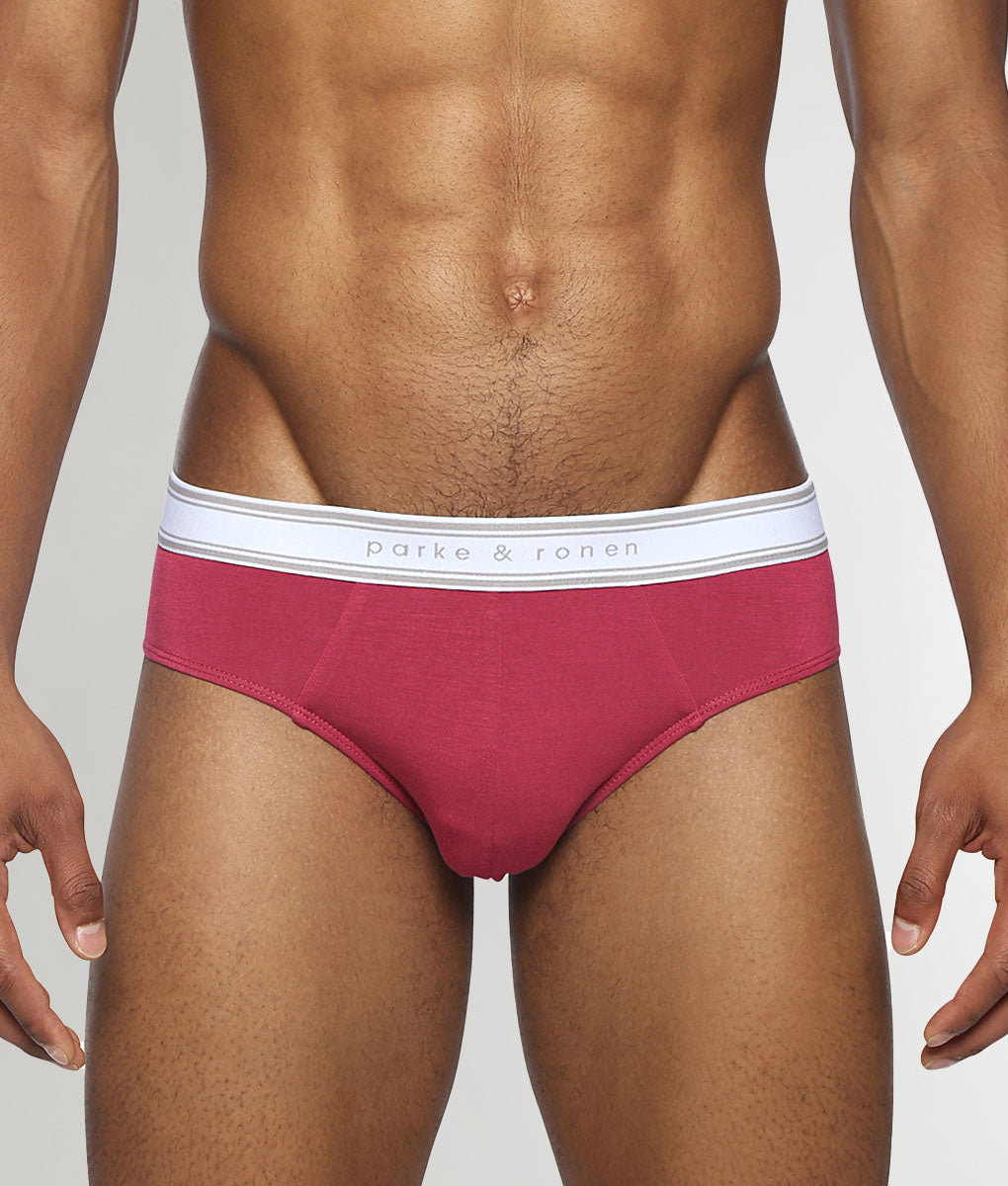 Parke & Ronen Retro Solid Low-Rise Brief Ruby