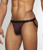 Parke & Ronen Vault Stripe Jockstrap Burgundy