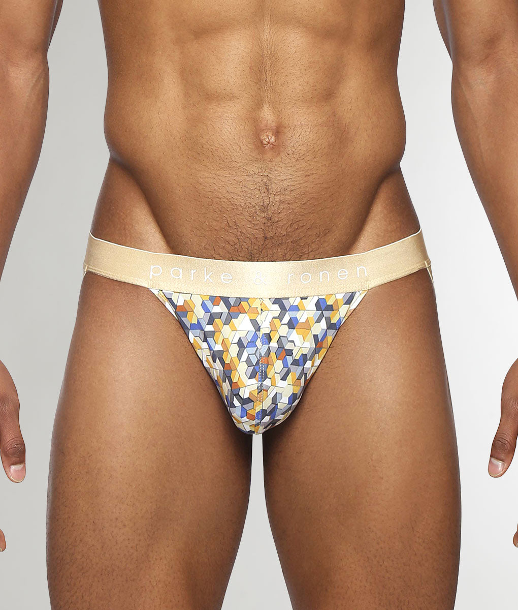 Parke & Ronen Honey Comb Printed Jockstrap Gold