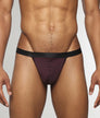 Parke & Ronen Vault Stripe Thong Burgundy
