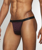 Parke & Ronen Vault Stripe Thong Burgundy