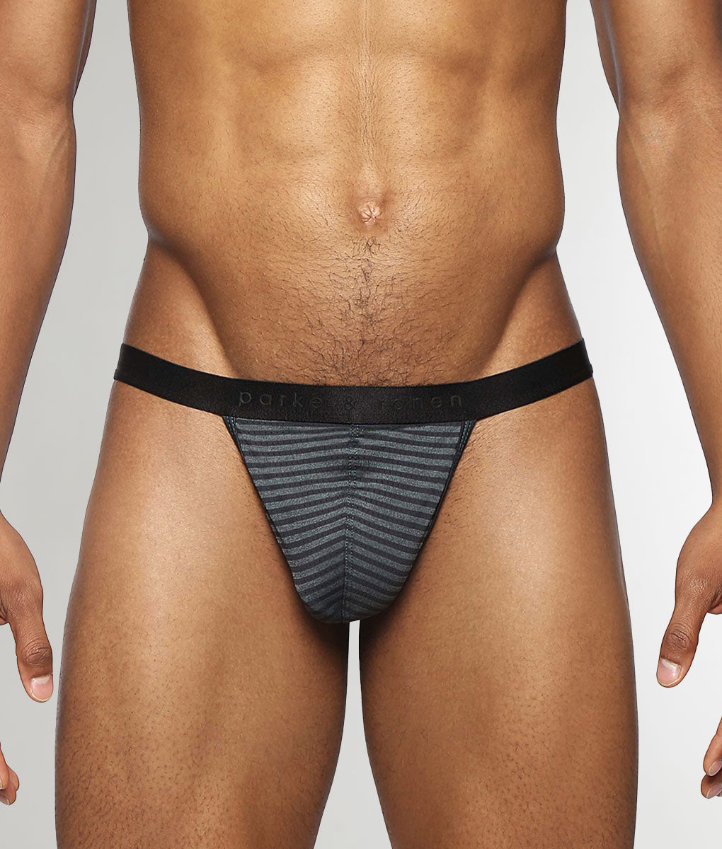 Parke & Ronen Vault Stripe Thong Forest