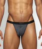 Parke & Ronen Vault Stripe Thong Forest