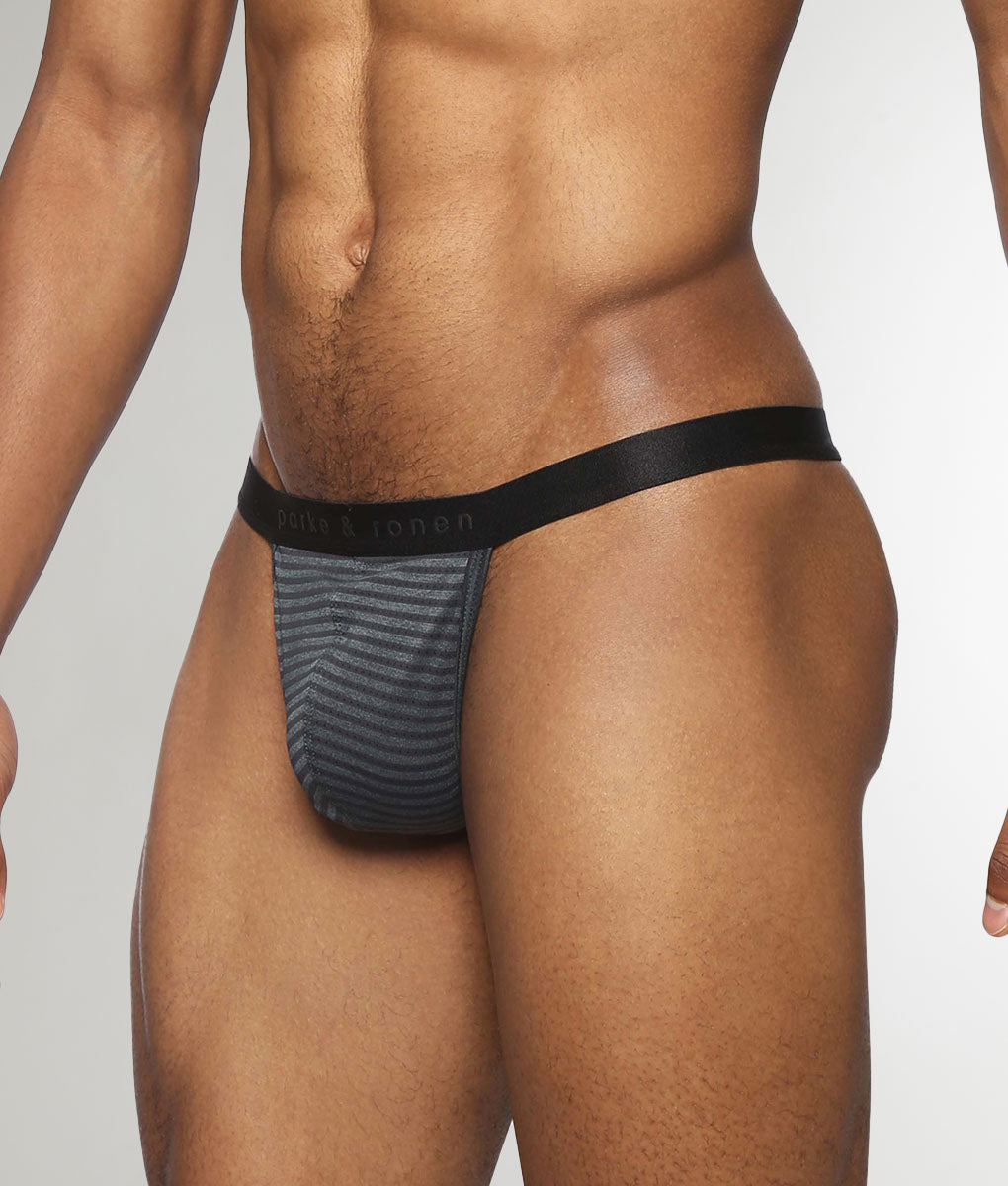 Parke & Ronen Vault Stripe Thong Forest
