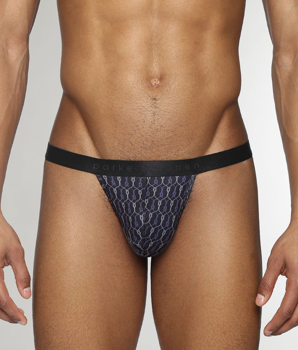 Parke & Ronen Sailors Knot Printed Thong Black
