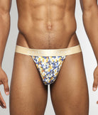 Parke & Ronen Honey Comb Printed Thong Gold