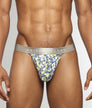 Parke & Ronen Honey Comb Printed Thong Lime