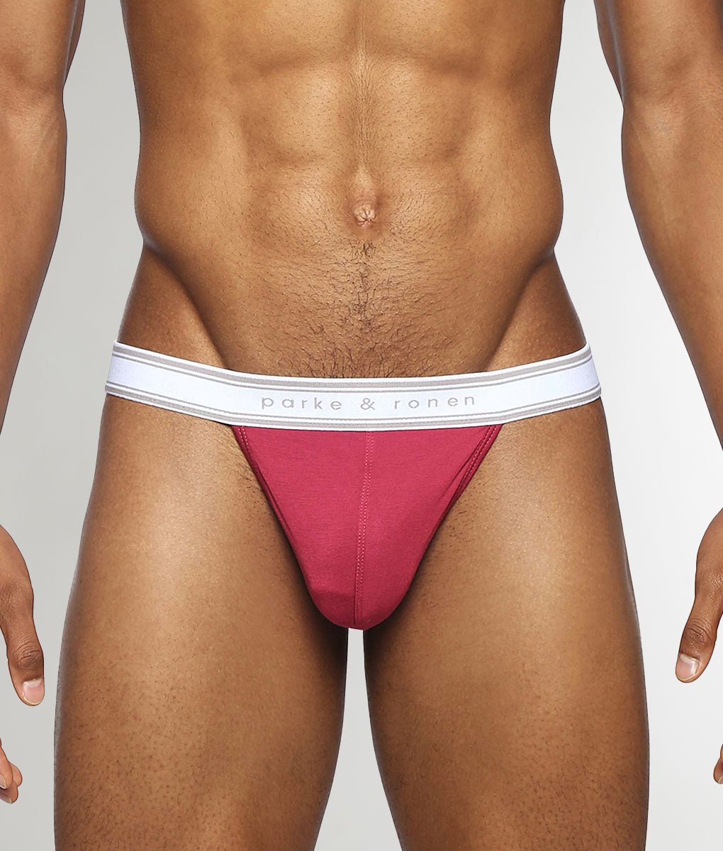 Parke & Ronen Retro Solid Thong Ruby