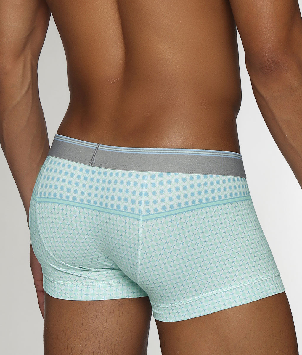 Parke & Ronen Lattice Printed Low-Rise Trunk Aqua