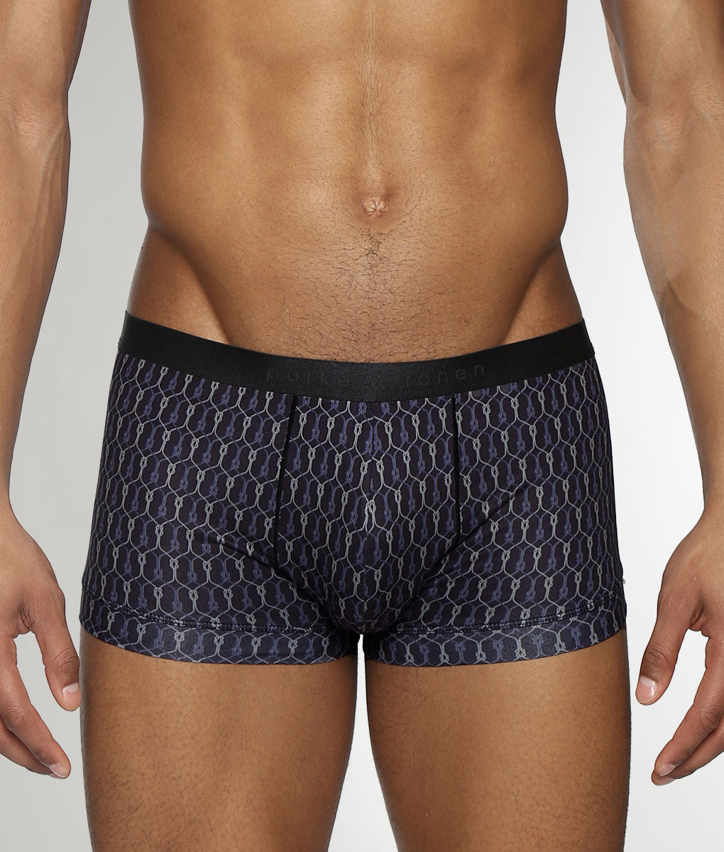 Parke & Ronen Sailors Knot Printed Low-Rise Trunk Black