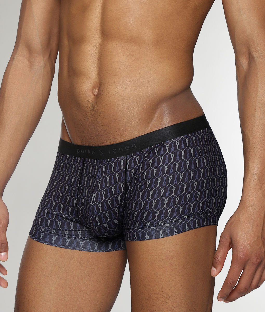 Parke & Ronen Sailors Knot Printed Low-Rise Trunk Black