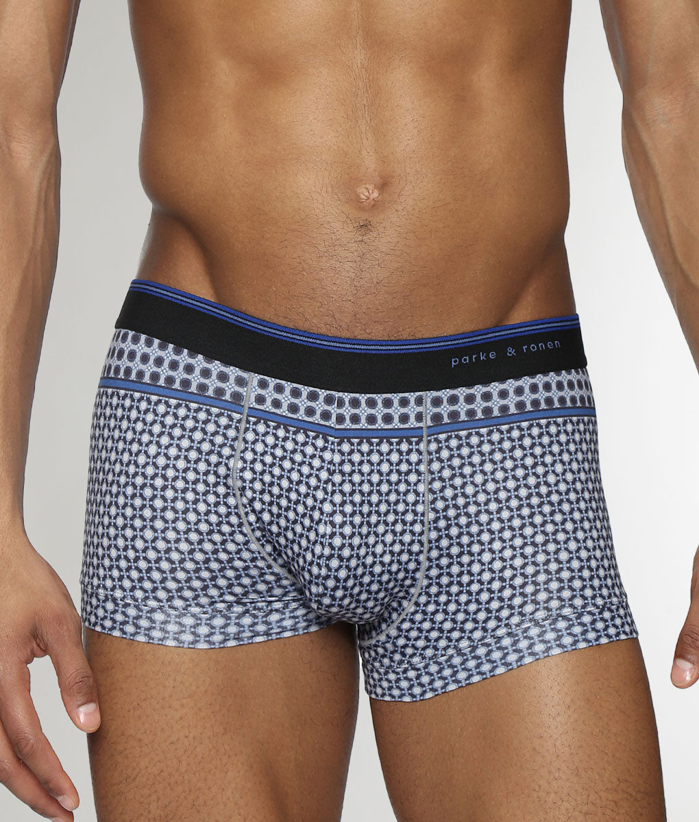 Parke & Ronen Lattice Printed Low-Rise Trunk Midnight