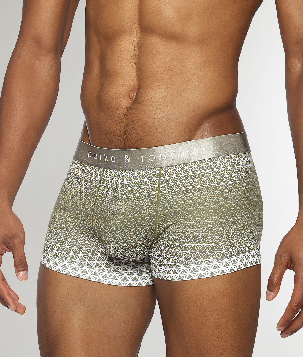 Parke & Ronen Horizon Printed Low Rise Trunk Moss
