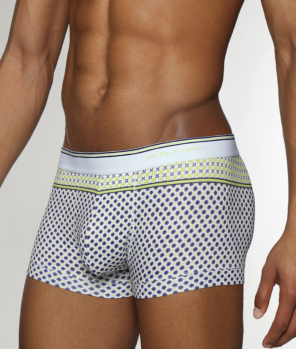 Parke & Ronen Lattice Printed Low-Rise Trunk Zest