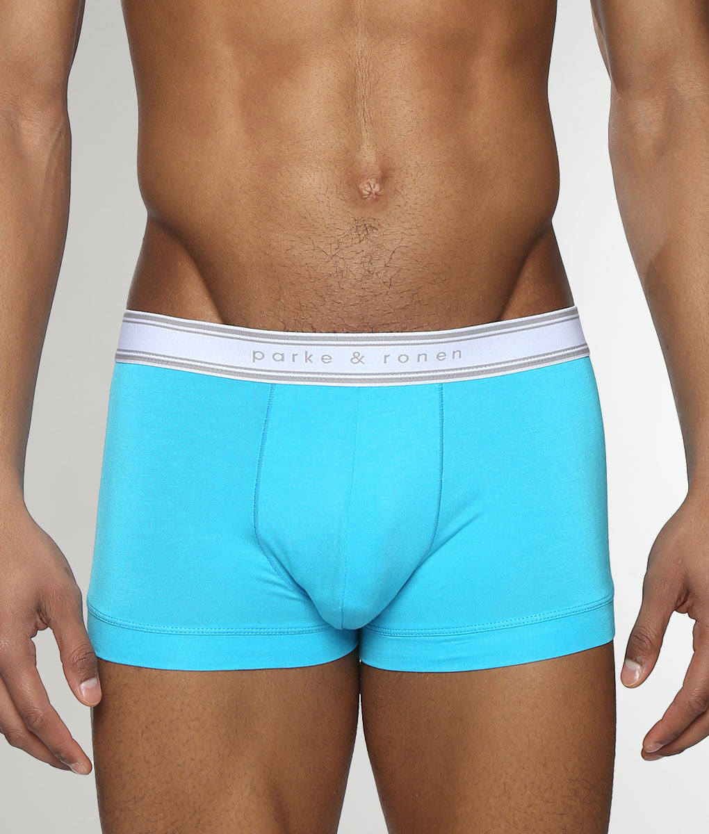 Parke & Ronen Retro Solid Low-Rise Trunk Blue-lagoon