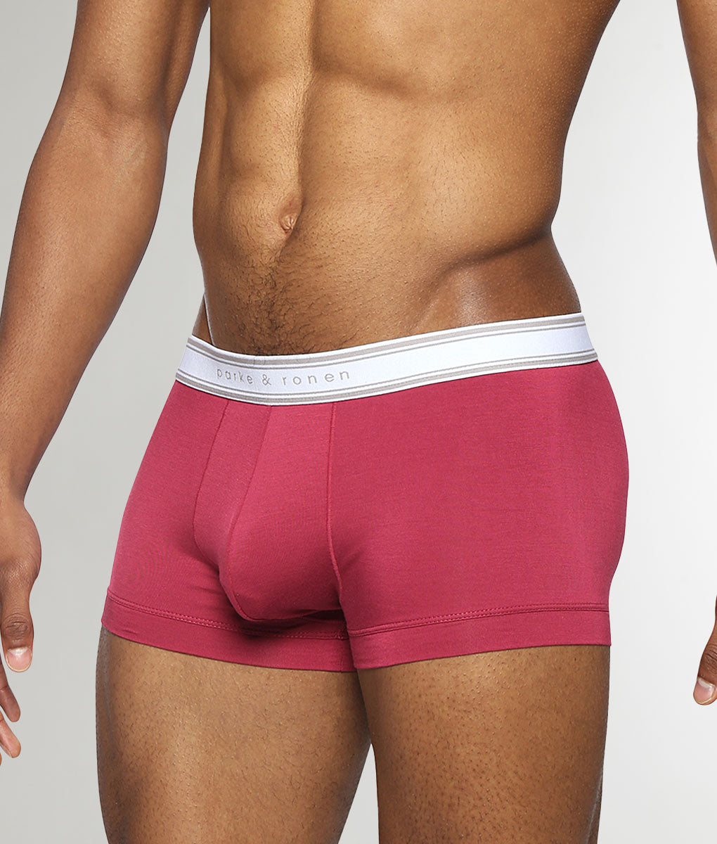 Parke & Ronen Retro Solid Low-Rise Trunk Ruby