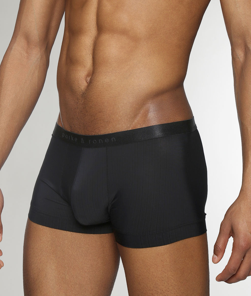 Parke & Ronen Coastal Nylon Low-Rise Trunk Black
