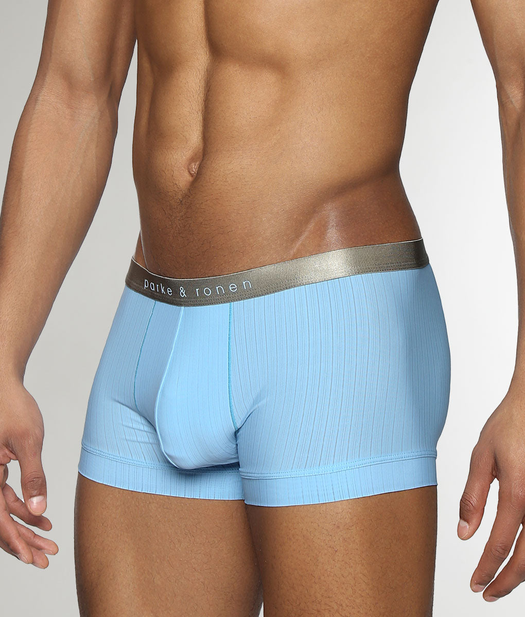 Parke & Ronen Coastal Nylon Low-Rise Trunk Sky-blue