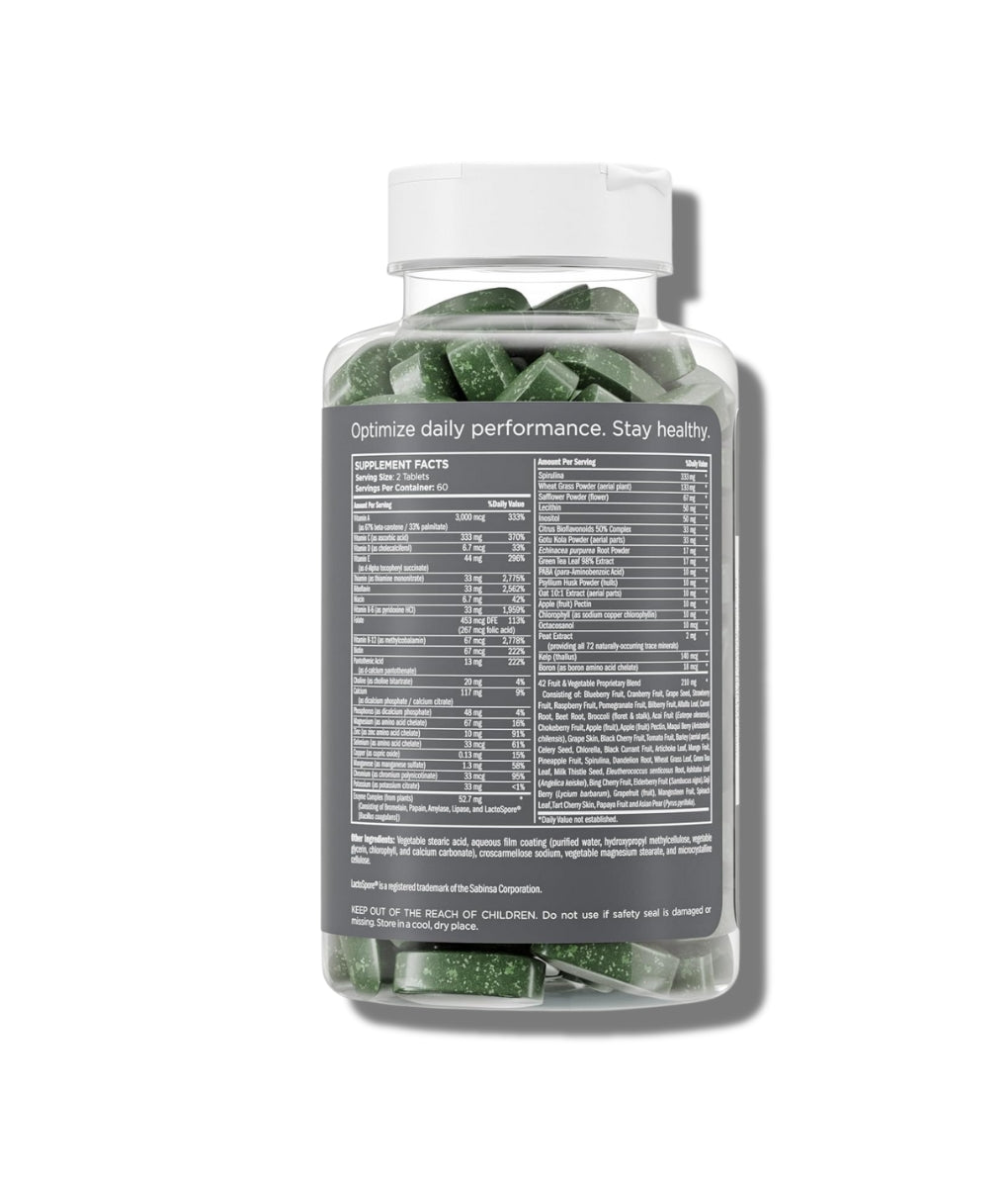 Pure For Men Vegan Daily Multivitamin — 20+ vitamins and minerals, back bottle with supplement facts