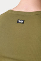 Awry Ribbed Tank Army Green — ribbed fabric detail and hip-length crop