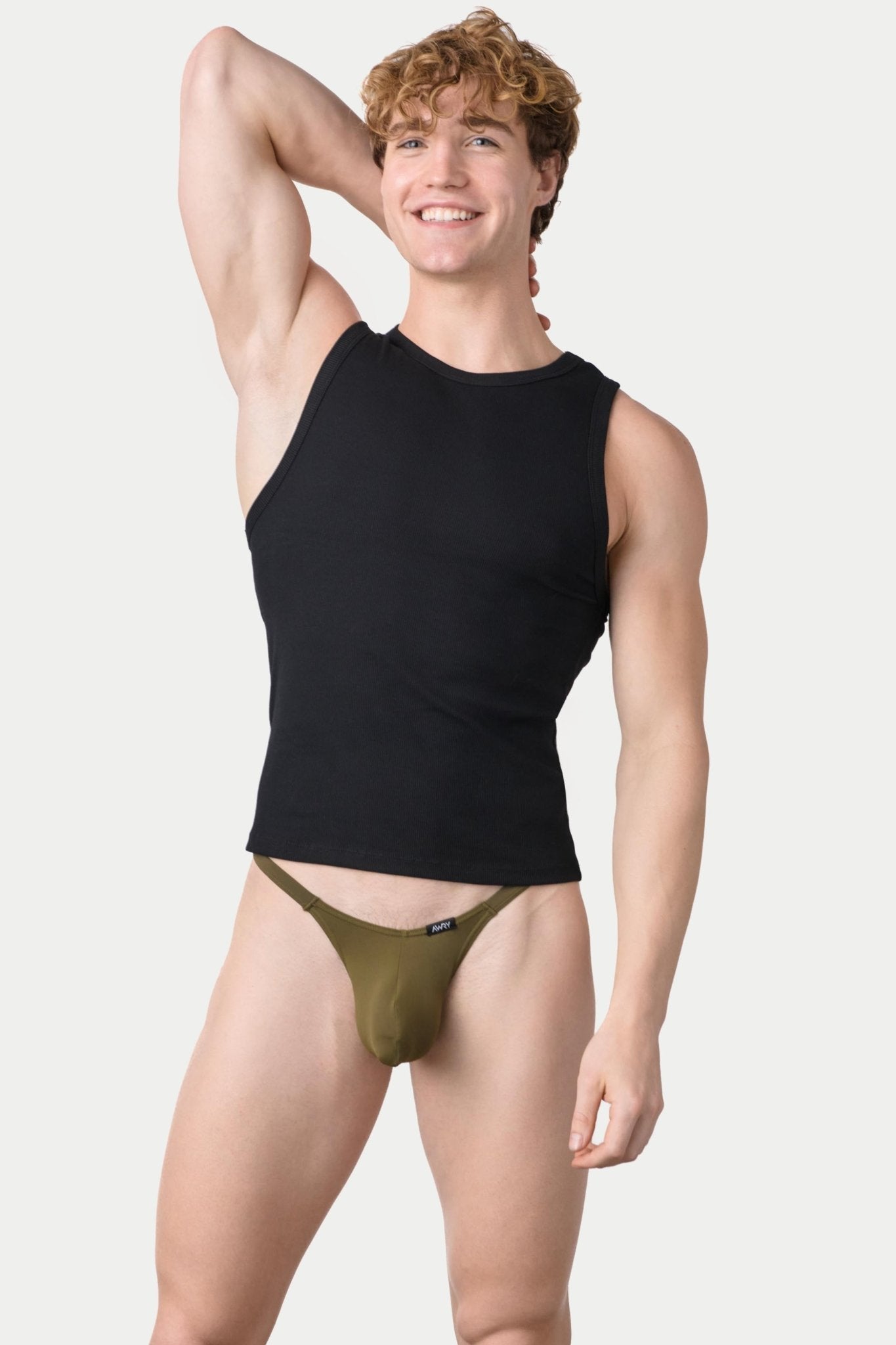 Awry Ribbed Tank Black — ribbed fabric detail and hip-length crop