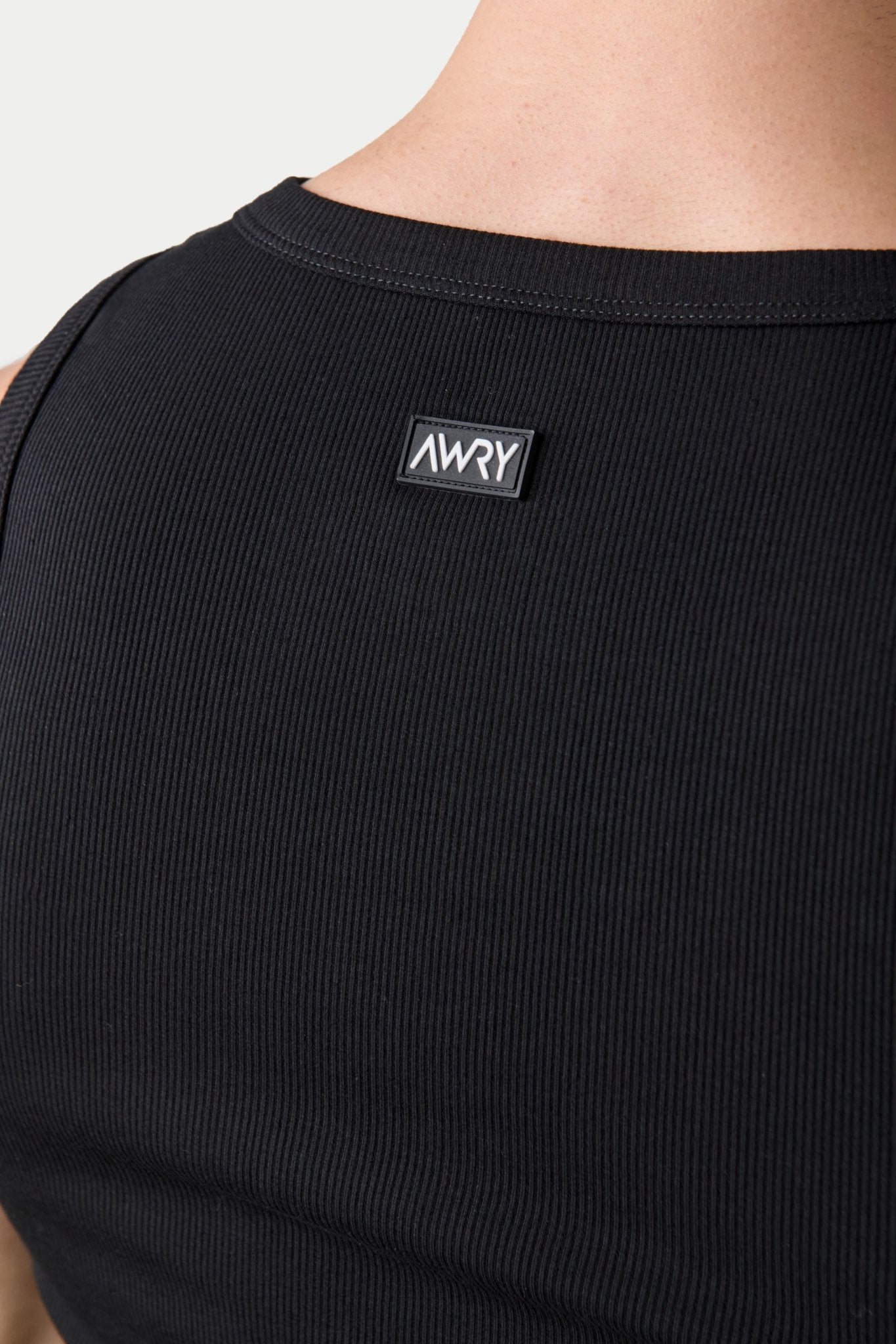 Awry Ribbed Tank Black — men's sleeveless tank top lifestyle styling