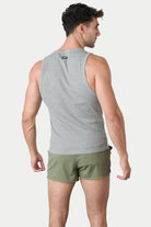 Awry Ribbed Tank Heather Gray — men's fitted ribbed tank top, back view