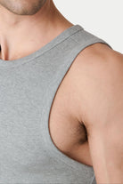 Awry Ribbed Tank Heather Gray — men's soft ribbed cropped tank, alternate size view