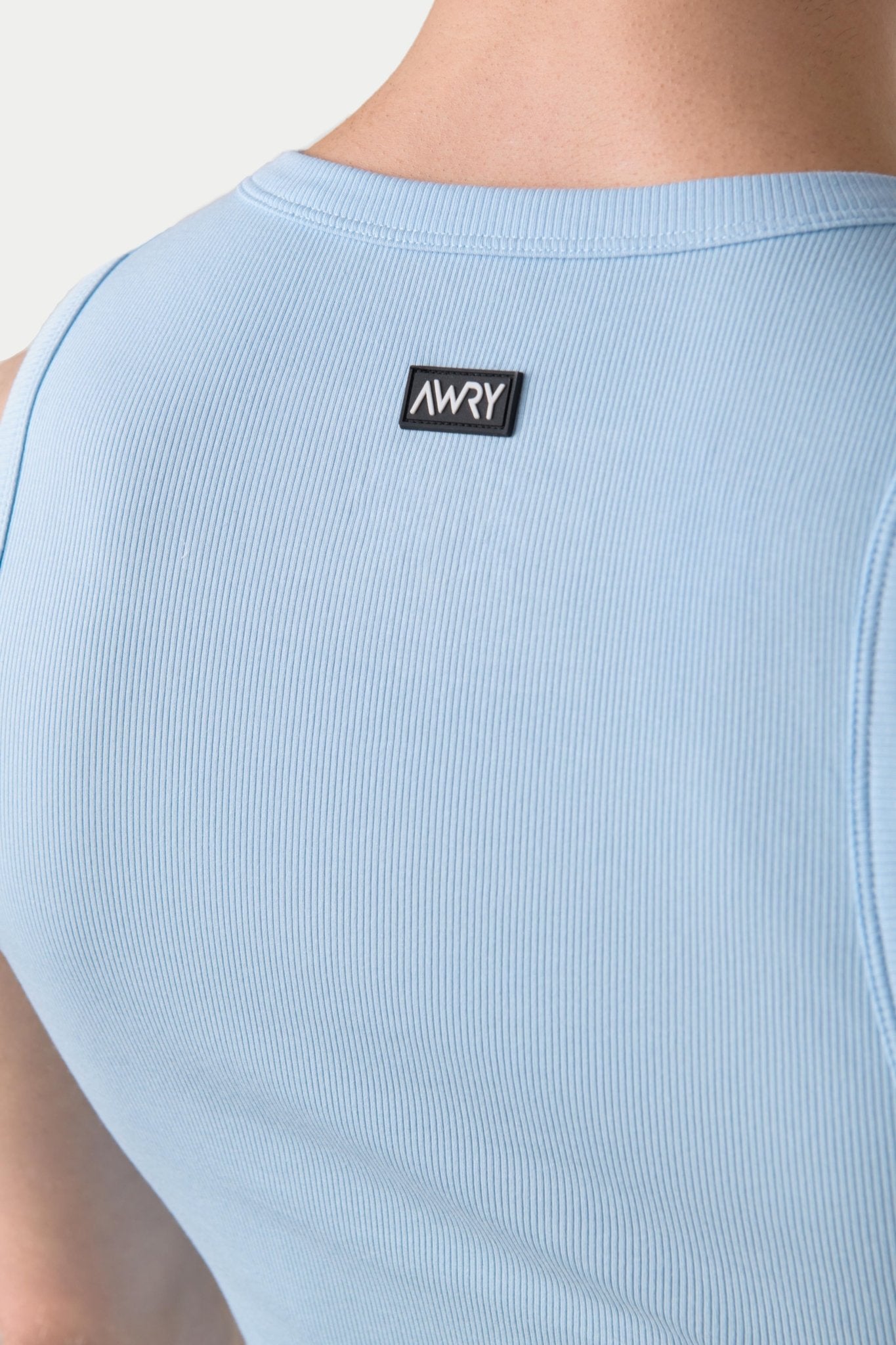 Awry Ribbed Tank Sky Blue — men's sleeveless tank top lifestyle styling