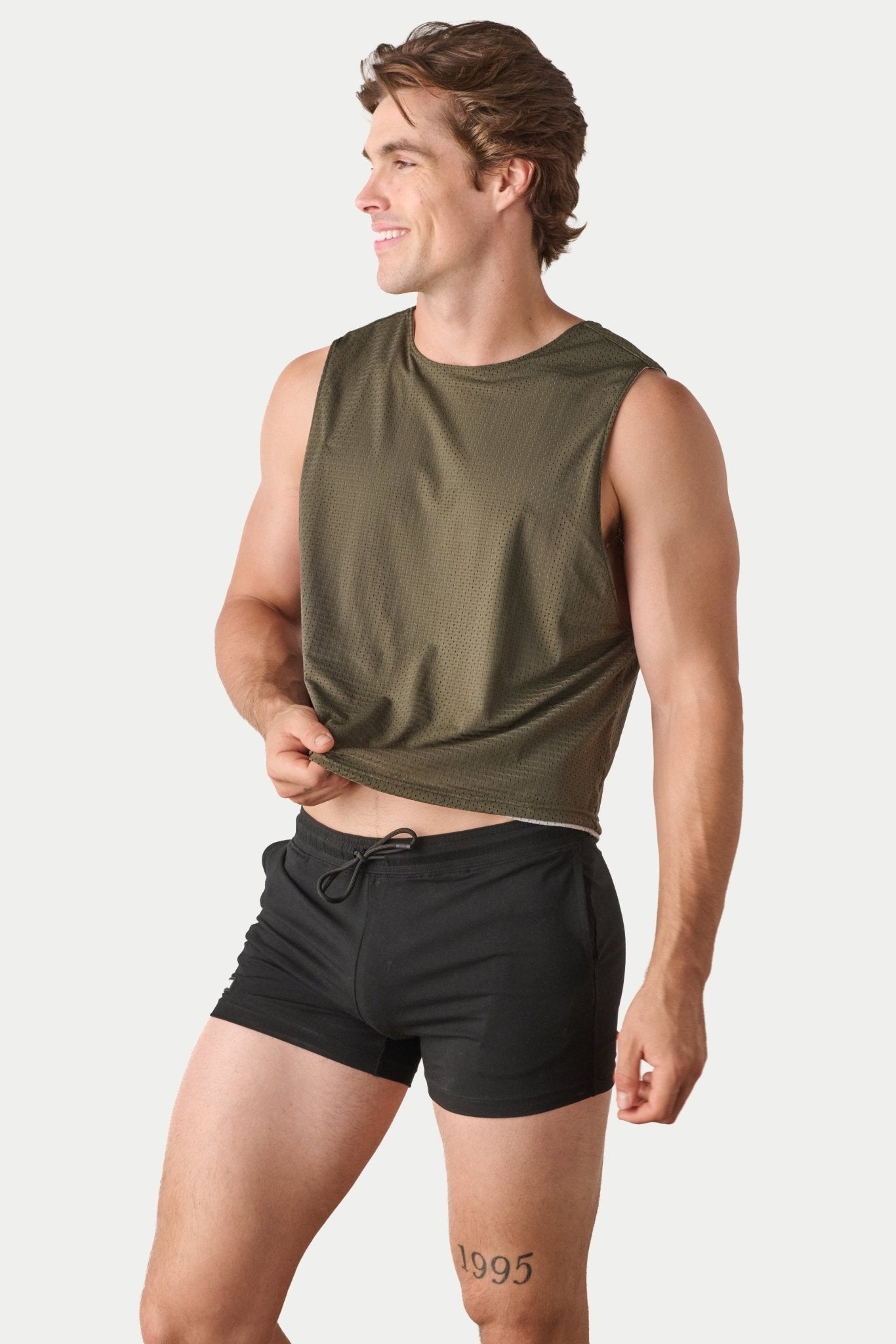 Awry Rookie Reversible Tank Army Green & Gray — side two (reversed), showing alternate colorway