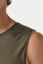 Awry Rookie Reversible Tank Army Green & Gray — detail of reversible mesh fabric and basketball jersey-inspired design