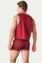 Awry Rookie Reversible Tank Navy & Red — side view showing semi-cropped silhouette and mesh construction