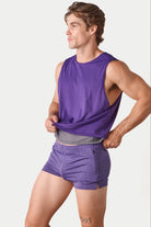 Awry Rookie Reversible Tank Purple & Slate — side view showing semi-cropped silhouette and mesh construction