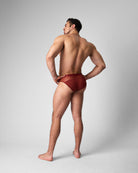 Teamm8 Score Sheer Slim Brief Shiraz - shaped front pouch detail close-up