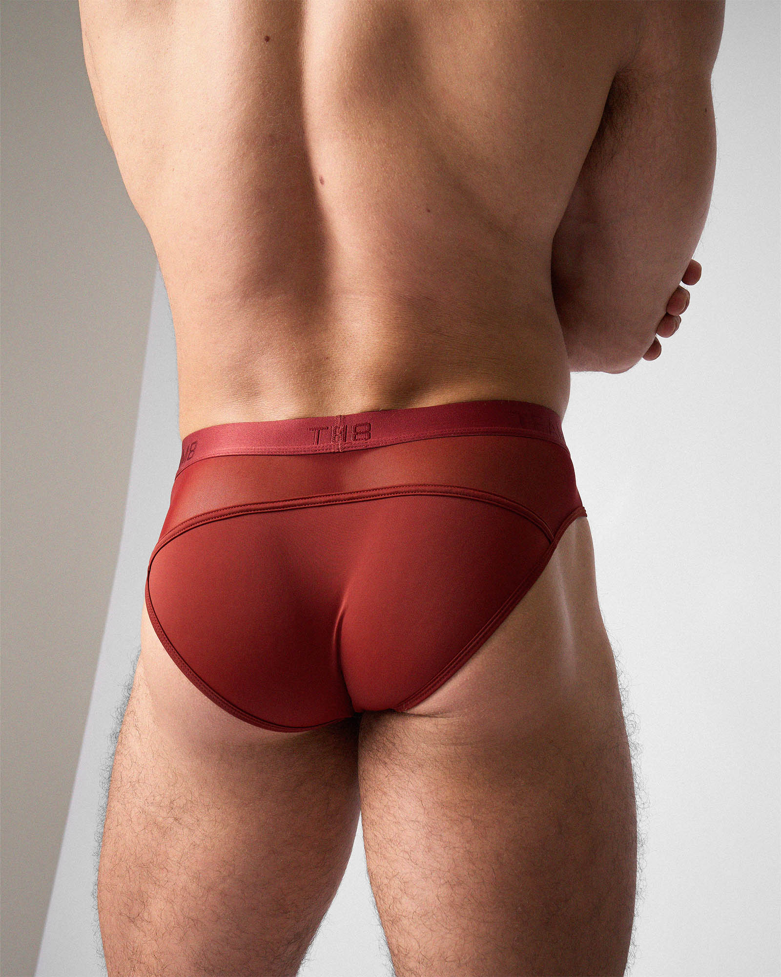 Teamm8 Score Sheer Slim Brief Shiraz - tone-on-tone waistband detail close-up