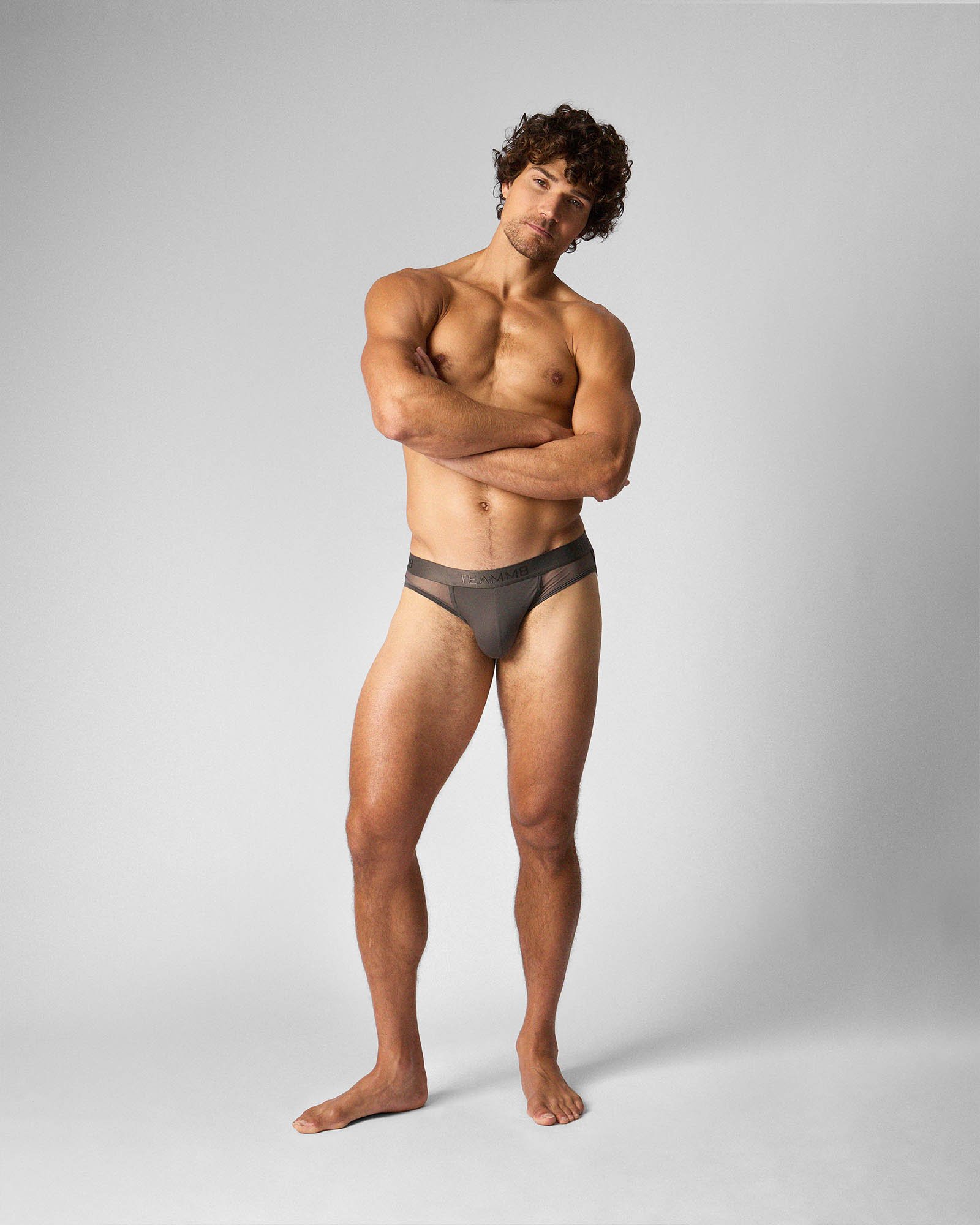 Teamm8 Score Sheer Slim Jockstrap Pewter - quick-dry nylon-spandex jockstrap lifestyle shot