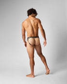 Teamm8 Score Sheer Slim Jockstrap Pewter - low-rise jockstrap with sheer mesh panel side view