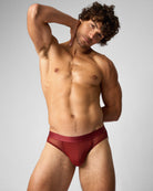 Teamm8 Score Sheer Slim Jockstrap Shiraz - solid front pouch detail close-up