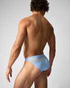 Teamm8 Score Sheer Sports Brief Arctic Blue - low-rise sports brief with sheer mesh panel side view