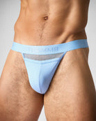 Teamm8 Score Sheer Sports Brief Arctic Blue - full-coverage front pouch close-up detail