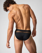 Teamm8 Score Sheer Sports Brief Onyx - mens sheer briefs double peek-a-boo back view