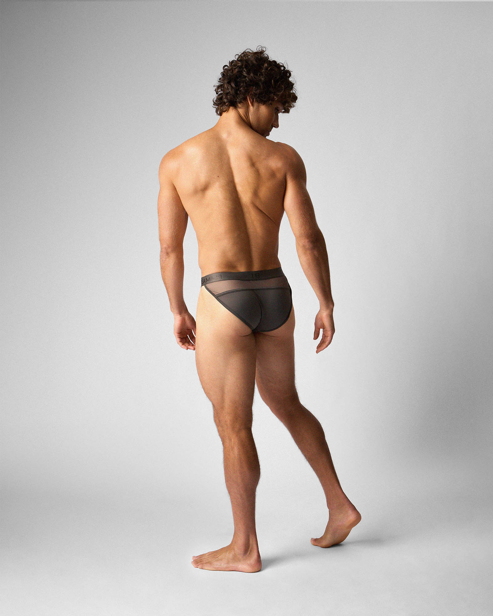 Teamm8 Score Sheer Sports Brief Pewter - mens sheer briefs double peek-a-boo back view