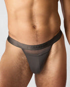 Teamm8 Score Sheer Sports Brief Pewter - mens sheer briefs bold hip cut-out front view