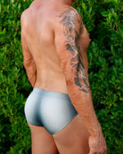 Seaman Statement Brief Gray - men's low-rise swim brief, back view