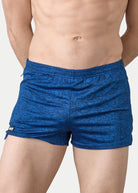 Awry Static Short Blue — men's 2-inch inseam heather print athletic short, front view