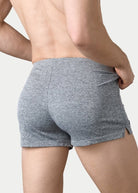 Awry Static Short Gray — side view showing hidden zipper pocket and clean elastic waistband