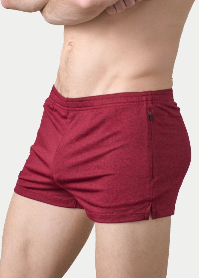 Awry Static Short Red — rear view showing minimal inseam and static print detail